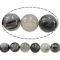 quartz rutile goutte, Rond, 14mm, Trou:Environ 2mm, Longueur Environ 16 pouce, 3Strandstoron/lot, Environ 28PC/brin, Vendu par lot