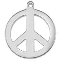 Stainless Steel korut Riipukset, Ruostumaton teräs, Peace Logo, alkuperäinen väri, 15x18x1.50mm, Reikä:N. 1mm, 100PC/erä, Myymät erä