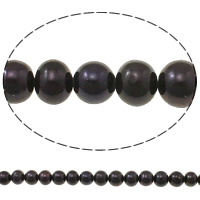 Kartoffel ferskvandskulturperle Beads, Ferskvandsperle, naturlig, sort, 8-9mm, Hole:Ca. 0.8mm, Solgt Per Ca. 15.1 inch Strand