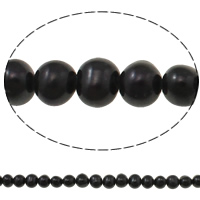 Kartoffel ferskvandskulturperle Beads, Ferskvandsperle, naturlig, sort, 5-6mm, Hole:Ca. 0.8mm, Solgt Per Ca. 14.7 inch Strand