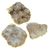 quartz clair Pendentif, dorure, mélangé, 30-40mm, Trou:Environ 2mm, 5PC/sac, Vendu par sac