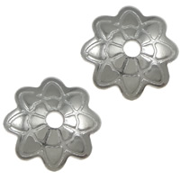 Inoxydable acier Perle Casquette, Acier inoxydable 304, fleur, couleur originale, 7x7x0.40mm, Trou:Environ 0.8mm, 2000PC/lot, Vendu par lot