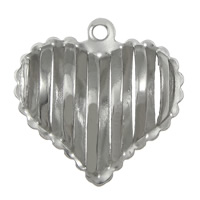 Acier inoxydable Coeur Pendentifs, Acier inoxydable 304, creux, couleur originale, 17.50x17.50x5mm, Trou:Environ 2mm, 400PC/lot, Vendu par lot