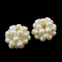 Ball Cluster Odlade Pearl Pärlor, Freshwater Pearl, Rund, vit, 15-18mm, Säljs av PC