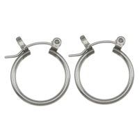 Mens acier inoxydable Hoop boucles d'oreilles, Acier inoxydable 304, beignet, couleur originale, 16x19x1.50mm, 200PC/lot, Vendu par lot