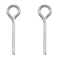 Eyepins in acciaio inox, 304 acciaio inox, colore originale, 2.5x9x0.5mm, 0.5mm, Foro:Appross. 1.3mm, 10000PC/lotto, Venduto da lotto