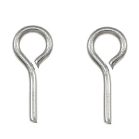 Rostfritt stål Eyepins, 304 rostfritt stål, ursprungliga färgen, 2.5x5x0.5mm, 0.5mm, Hål:Ca 1.5mm, 10000PC/Lot, Säljs av Lot