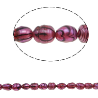 Ris odlad sötvattenspärla pärlor, Freshwater Pearl, naturlig, röd, Grade A, 9-10mm, Hål:Ca 0.8mm, Såld Per 14.5 inch Strand