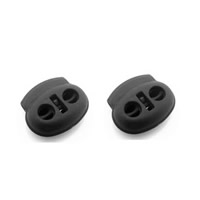 Kunststoff Frühlings Wölbung-Stopper Wölbung, Doppelloch, schwarz, 17.80x16mm, Bohrung:ca. 3mm, 200PCs/Tasche, verkauft von Tasche