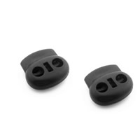 Kunststoff Frühlings Wölbung-Stopper Wölbung, Doppelloch, schwarz, 19.80x20mm, Bohrung:ca. 4mm, 200PCs/Tasche, verkauft von Tasche