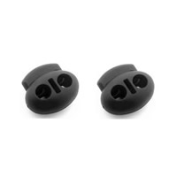 Kunststoff Frühlings Wölbung-Stopper Wölbung, Doppelloch, schwarz, 20x17mm, Bohrung:ca. 4mm, 200PCs/Tasche, verkauft von Tasche