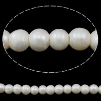 Kulaté kultivované sladkovodní perle, Sladkovodní Pearl, Kolo, přírodní, bílý, 9-10mm, Otvor:Cca 3mm, Prodáno za Cca 15.3 inch Strand