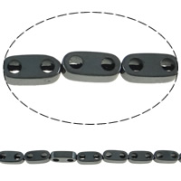 Granulos de hematita não-magnético, hematita não magnética, Oval, preto, 6x3x2mm, Buraco:Aprox 0.5-1mm, comprimento Aprox 15.7 inchaltura, 10vertentespraia/Lot, vendido por Lot