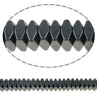 Granulos de hematita não-magnético, hematita não magnética, Quadrado, preto, 4x2mm, Buraco:Aprox 0.5-1mm, comprimento Aprox 16.1 inchaltura, 10vertentespraia/Lot, vendido por Lot