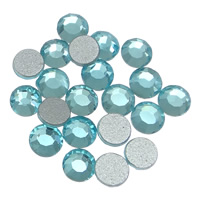 Crystal Cabochoner, Krystal, Dome, flad bagside & facetteret, Akvamarin, klasse A, 3.0-3.2mm, 10Grosses/Bag, Solgt af Bag