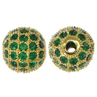 Brass Jewelry Beads Round gold color plated micro pave cubic zirconia nickel lead & cadmium free Approx 2mm Sold By Lot