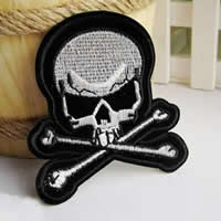 Strygejernet på Patches, Klud, Skull, 68x73mm, 30pc'er/Lot, Solgt af Lot