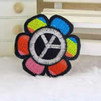 Parches termoadhesivos, paño, Flor, multicolor, 46x46mm, 30PCs/Grupo, Vendido por Grupo