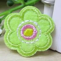 Ferro su patch, vestito, Fiore, verde, 25x25mm, 50PC/lotto, Venduto da lotto