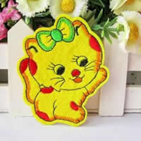 Ferro su patch, vestito, Gatto, giallo, 60x75mm, 50PC/lotto, Venduto da lotto