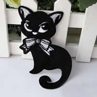 Ferro em Patches, roupa, Gato, preto, 52x102mm, 30PCs/Lot, vendido por Lot