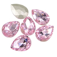 Crystal Cabochons Teardrop rivoli back & faceted Vintage Rose Sold By Bag