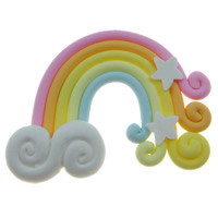 Gemme in fimo, argilla polimero, Arcobaleno, a fondo piatto, multi-colore, 50x37x8mm, 100PC/borsa, Venduto da borsa