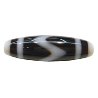 Naturliga tibetanska agat Dzi Pärlor, Oval, tiger tänder & två ton, Grade A, 38x12x2.50mm, Hål:Ca 2mm, Säljs av PC