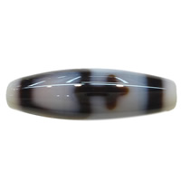 Coirníní Tibéidis dZi Agate Nádúrtha, Agate Tibéidis, Oval, gráid éagsúla do rogha & neachtar & dhá ton, 38x12x2.50mm, Poll:Thart 2mm, 2ríomhairí pearsanta/Lot, Díolta De réir Lot