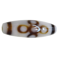 Coirníní Tibéidis dZi Agate Nádúrtha, Agate Tibéidis, Oval, gráid éagsúla do rogha & soilsiú cúig-eyed & dhá ton, 38x12x2.50mm, Poll:Thart 2mm, 2ríomhairí pearsanta/Lot, Díolta De réir Lot