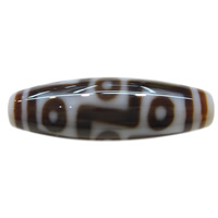 Naturliga tibetanska agat Dzi Pärlor, Oval, nigh-eyed & två ton, Grade A, 38x12x2.50mm, Hål:Ca 2mm, Säljs av PC