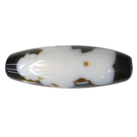 Naturlige tibetanske Agate Dzi Beads, Tibetansk agat, Oval, Mahakala & to tone, 38x12x2.50mm, Hole:Ca. 2mm, Solgt af PC