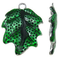 Zinc Alloy Leaf Pendants antique silver color plated enamel lead & cadmium free Approx 4mm Sold By Bag