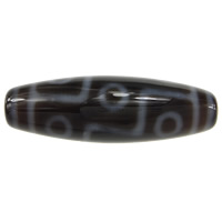 Naturliga tibetanska agat Dzi Pärlor, Oval, nigh-eyed & två ton, Grade AAA, 13x39mm, Hål:Ca 2mm, Säljs av PC