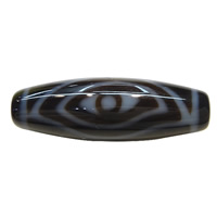 Naturliga tibetanska agat Dzi Pärlor, Oval, Phoenix öga & två ton, 38x12x2.50mm, Hål:Ca 2mm, Säljs av PC