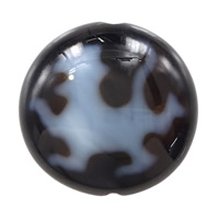 Naturlige tibetanske Agate Dzi Beads, Tibetansk agat, Flad Rund, Kylin & to tone & dobbeltsidet, 26x26x10mm, Hole:Ca. 2mm, Solgt af PC