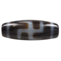 Naturliga tibetanska agat Dzi Pärlor, Oval, buddhistiska ord & två ton, 20x9x3mm, Hål:Ca 1.5mm, Säljs av Lot