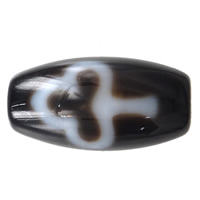 Prirodni Tibetanski Agate Dzi perle, Tibetanski ahat, Oval, list & u dvije nijanse, 25x12mm, Rupa:Približno 1.5mm, Prodano By PC