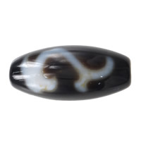 Naturlige tibetanske Agate Dzi Beads, Tibetansk agat, Oval, Ruyi & to tone, 25x13x10mm, Hole:Ca. 2mm, Solgt af PC