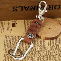 Zinc Alloy Key Chain, med Koskind, platin farve forgyldt, nikkel, bly & cadmium fri, 90-110mm, 10Strands/Bag, Solgt af Bag