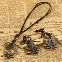 Zinc Alloy Jewelry Necklace with Cowhide Leaf plated adjustable mixed colors nickel lead & cadmium free 25-40mm Length 15-25 Inch Sold By Bag