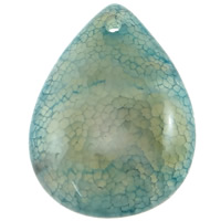 agate veines de dragon Pendentif, larme, vert, 20-40mmx20-50mm, Trou:Environ 3mm, 10PC/sac, Vendu par sac