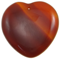 Red Agate vedhæng, Heart, 40x40x9mm, Hole:Ca. 1.5mm, 10pc'er/Bag, Solgt af Bag