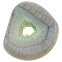 Pendentif Agate grise, pepite, peut être utilisé comme le pendentif ou le grains, 46x39x5mm, Trou:Environ 8-10mm, 10PC/sac, Vendu par sac