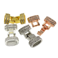 Zink Alloy Fold Over Lås, plated, med ändlock & med strass, fler färger för val, nickel, bly och kadmium gratis, 26x14x9mm, Hål:Ca 5x10mm, 50PC/Lot, Säljs av Lot