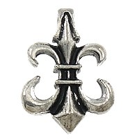 Pendentifs fleurs en alliage de zinc, fleur-de-lis, Placage de couleur platine, noircir, protéger l'environnement, sans nickel, plomb et cadmium, 17x24x2mm, Trou:Environ 2mm, 200PC/lot, Vendu par lot