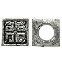 alliage de zinc perle à grand trou, cube, Placage de couleur platine, noircir, protéger l'environnement, sans nickel, plomb et cadmium, 8mm, Trou:Environ 4mm, 300PC/lot, Vendu par lot