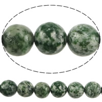 Green Spot Sten Pärlor, Rund, naturlig, 12mm, Hål:Ca 1.2mm, Längd Ca 15 inch, 10Strands/Lot, Ca 32PC/Strand, Säljs av Lot