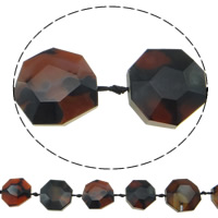 Natural Coffee Agate perler, Kaffe Agate, Polygon, facetteret, 36x37x14mm, Hole:Ca. 2mm, Længde Ca. 14 inch, 5Strands/Bag, Ca. 8/Strand, Solgt af Bag