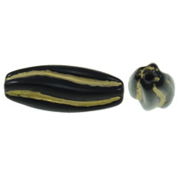 Gold Accent Acrylic Beads Oval solid color black Approx 2mm Approx Sold By Bag